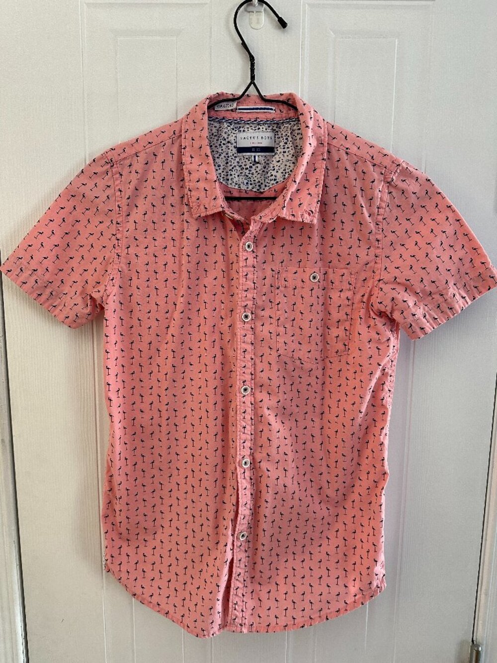 Cactus Boys Coral Pink Novelty Print Button-Up Shirt Size 11/12